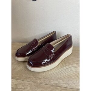 LifeStride Chelsea Loafers Womens 9.5M Red Patent Leather Moc Toe Slip On Shoes